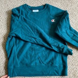 Cropped Vintage Teal Champion sweater